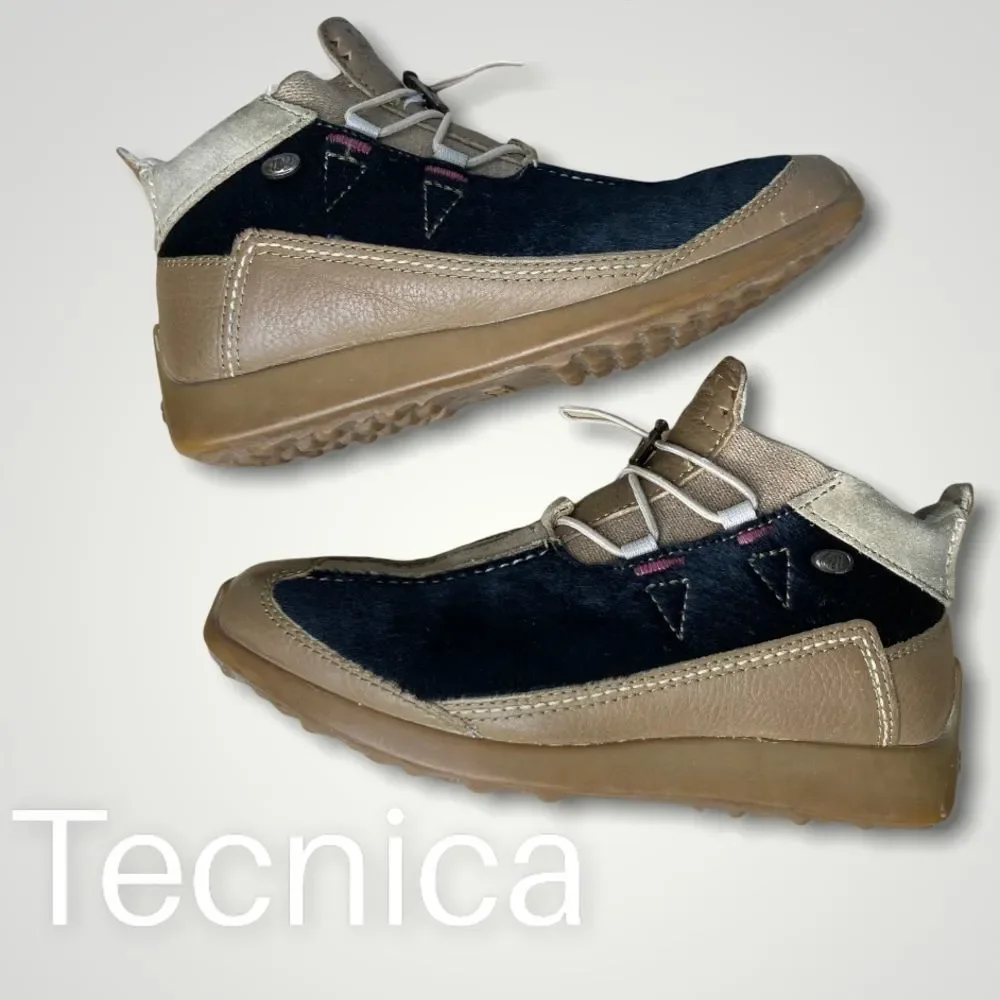 Tecnica, Vintage Italian Pony Hair & Leather Ankle Bootie Sneakers Women’s 36 EU - Picture 1 of 12
